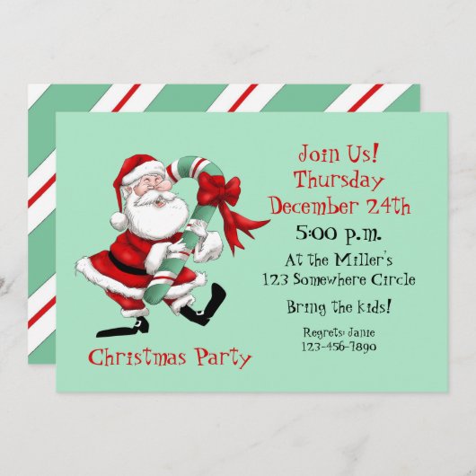 サンタクロースと甘い杖 招待状 (正面/裏面)