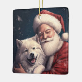 サンタクロースと秋田犬のクリスマス セラミックオーナメント (左)
