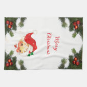 サンタクロースと緑のクリスマスキッチンタオル キッチンタオル (横)