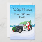 サンタクロースと警察車両のクリスマス シーズンカード (正面)