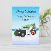 サンタクロースと警察車両のクリスマス シーズンカード (スタンド正面)