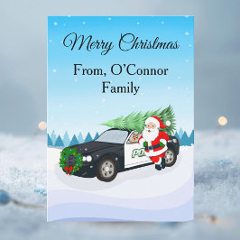 サンタクロースと警察車両のクリスマス シーズンカード