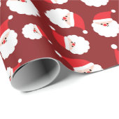 サンタクロースと赤い帽子と白い顎鬚のシームレス ラッピングペーパー (ロールコーナー)