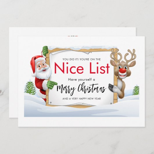 サンタクロースと赤い鼻トナカイいいリスト シーズンカード (正面/裏面)