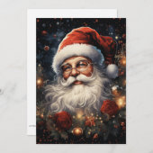 サンタクロースと赤のバラ シーズンカード (正面/裏面)