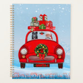 サンタクロースと車で黒いドイツの羊飼い犬 プランナー手帳 (正面)