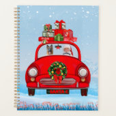 サンタクロースと車に乗ったドイツの羊飼い犬 プランナー手帳 (正面)