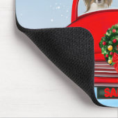 サンタクロースと車に乗ったパピロン犬 マウスパッド (コーナー)