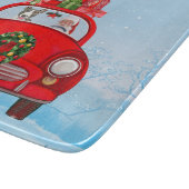 サンタクロースと車に乗ったブルテリア犬 カッティングボード (角)