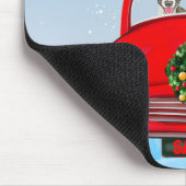 サンタクロースと車に乗ったブルテリア犬 マウスパッド (コーナー)