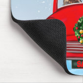 サンタクロースと車に乗ったヨークシャー・テリア犬 マウスパッド (コーナー)