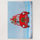 サンタクロースと車に乗ったワイマランアドッグ ジグソーパズル (縦)