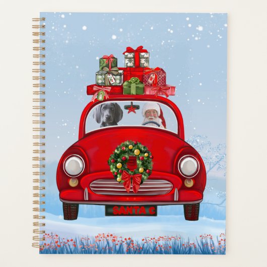 サンタクロースと車に乗ったワイマランアドッグ プランナー手帳 (正面)