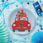 サンタクロースと車に乗ったワイマランアドッグ ペーパープレート (パーティー)