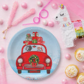 サンタクロースと車に乗ったワイマランアドッグ ペーパープレート (パーティー)