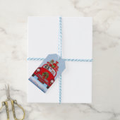 サンタクロースと車に乗った騎馬王の犬 ギフトタグ (より糸付き)