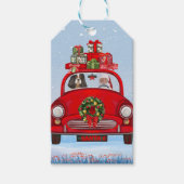 サンタクロースと車に乗った騎馬王の犬 ギフトタグ (正面)