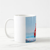 サンタクロースと車に乗った騎馬王の犬 コーヒーマグカップ (左)