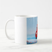 サンタクロースと車に乗った騎馬王の犬 コーヒーマグカップ (左)