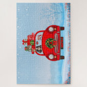 サンタクロースと車に乗った騎馬王の犬 ジグソーパズル (縦)