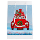 サンタクロースと車に乗った騎馬王の犬 ミディアムペーパーバッグ (裏面)