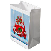 サンタクロースと車に乗った騎馬王の犬 ミディアムペーパーバッグ (裏面アングル)