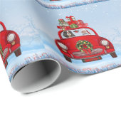 サンタクロースと車に乗った騎馬王の犬 ラッピングペーパー (ロールコーナー)