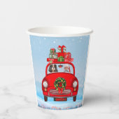 サンタクロースと車に乗った騎馬王の犬 紙コップ (裏面)