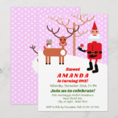 サンタクロースと過ごすクリスマス　ファーストバースデーパーティー 招待状 (正面/裏面)