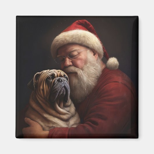 サンタクロースと過ごすシャーペイのクリスマス マグネット (正面)