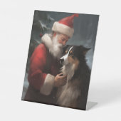 サンタクロースと過ごすボーダーコリーのクリスマス 台座サイン (正面)