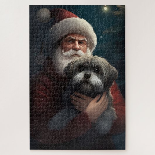 サンタクロースと過ごすヨーキープーのクリスマス ジグソーパズル (縦)