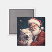 サンタクロースと過ごす秋田犬のクリスマス マグネット (正面/裏面)
