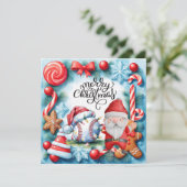 サンタクロースと野球のクリスマス シーズンカード (スタンド正面)