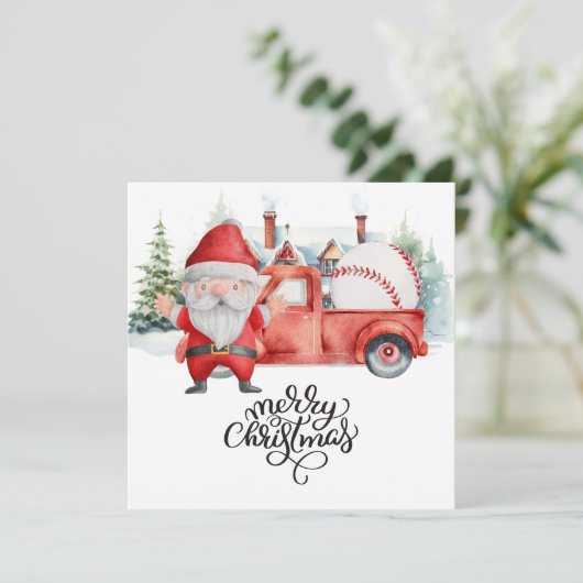 サンタクロースと野球のクリスマス シーズンカード (スタンド正面)