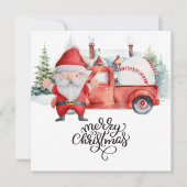 サンタクロースと野球のクリスマス シーズンカード (正面)