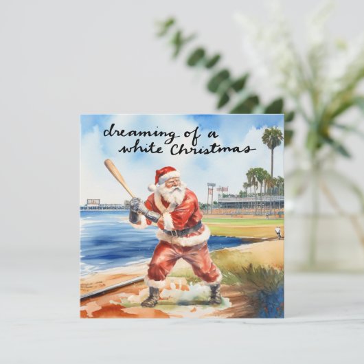 サンタクロースと野球のクリスマス シーズンカード (スタンド正面)