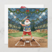 サンタクロースと野球のクリスマス シーズンカード (正面/裏面)