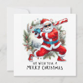 サンタクロースと野球のクリスマス シーズンカード (正面)