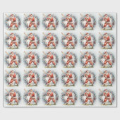 サンタクロースと野球のクリスマス ラッピングペーパー (フラット)