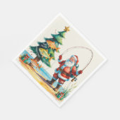 サンタクロースと釣りクリスマス スタンダードランチョンナプキン (角)