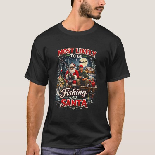 サンタクロースと釣り Tシャツ (正面)