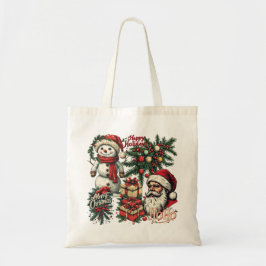 サンタクロースと雪だるまがにクリスマスを迎える準備ができて トートバッグ