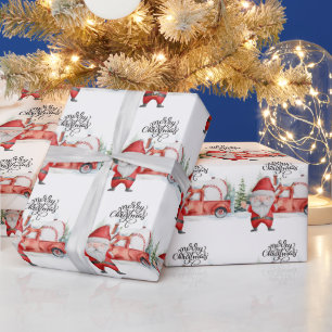 サンタクロースと雪だるまとの野球クリスマス ラッピングペーパー