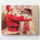 サンタクロースと雪だるまの降雪 フォトプラーク (正面)