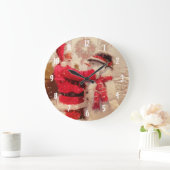 サンタクロースと雪だるまの降雪 ラージ壁時計 (ホーム)