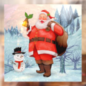 サンタクロースと雪だるまクリスマスウィンドウにしがみつく ウィンドウサイン (シート2)