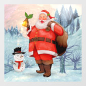 サンタクロースと雪だるまクリスマスウィンドウにしがみつく ウィンドウサイン (シート)