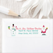 サンタクロースと雪だるまクリスマス差出人住所 ラベル (インサイチュ)