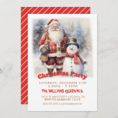 サンタクロースと雪だるまフレンズ 招待状 (正面/裏面)